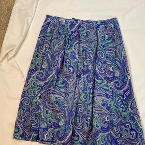 Talbots Blue and Green Paisley Skirt